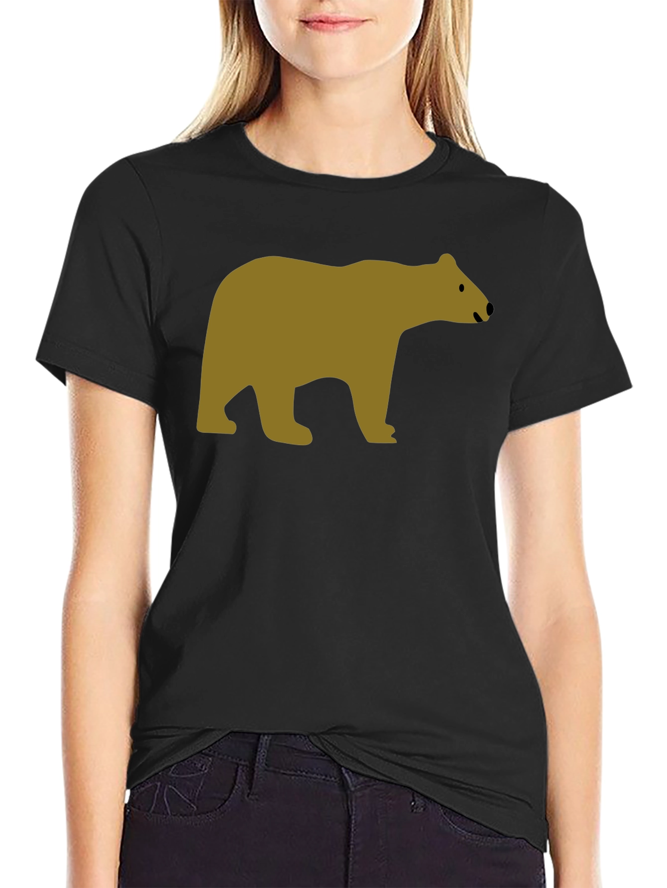 Black T-Shirt with Bear Graphic