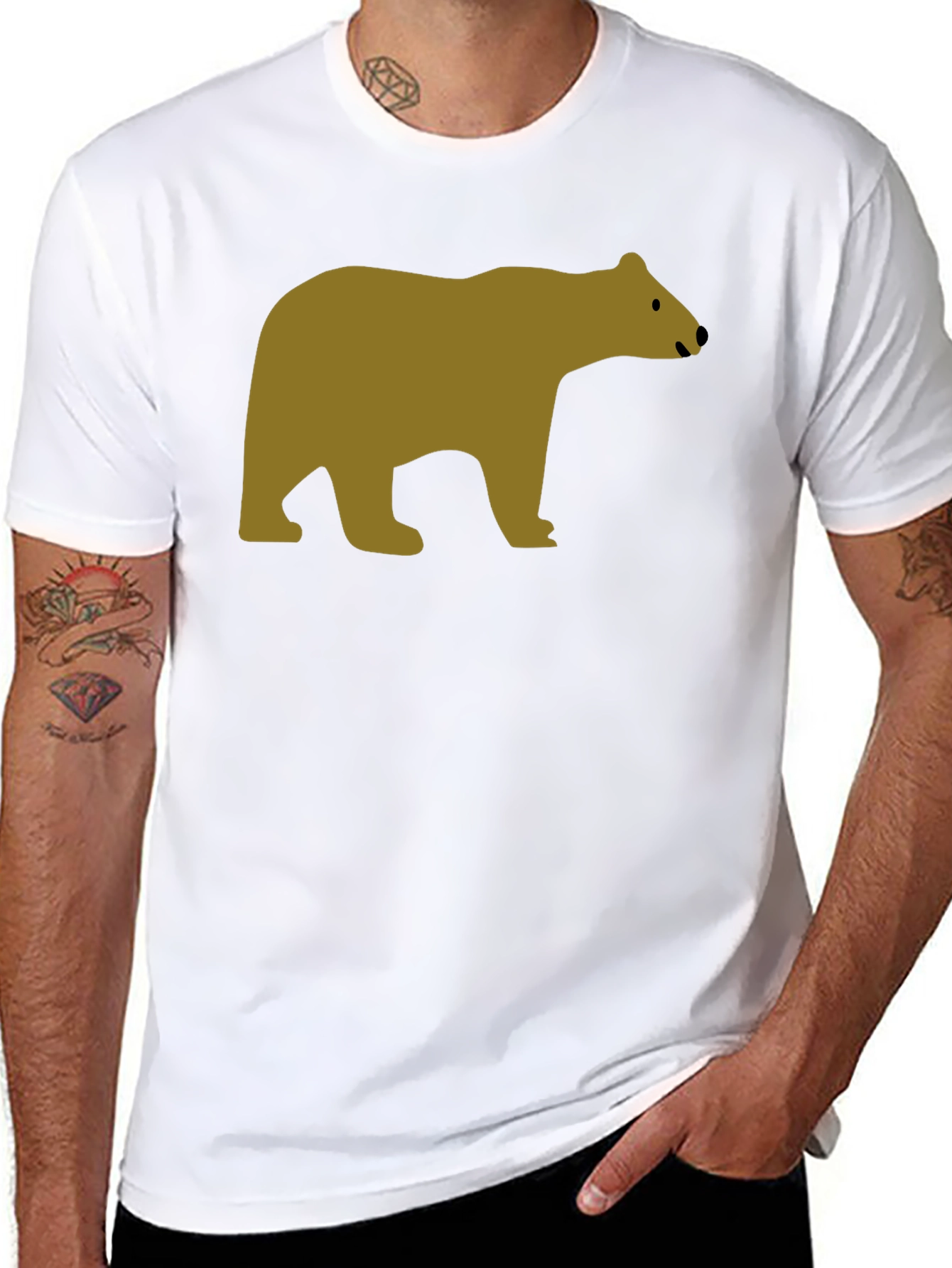 Black T-Shirt with Bear Graphic