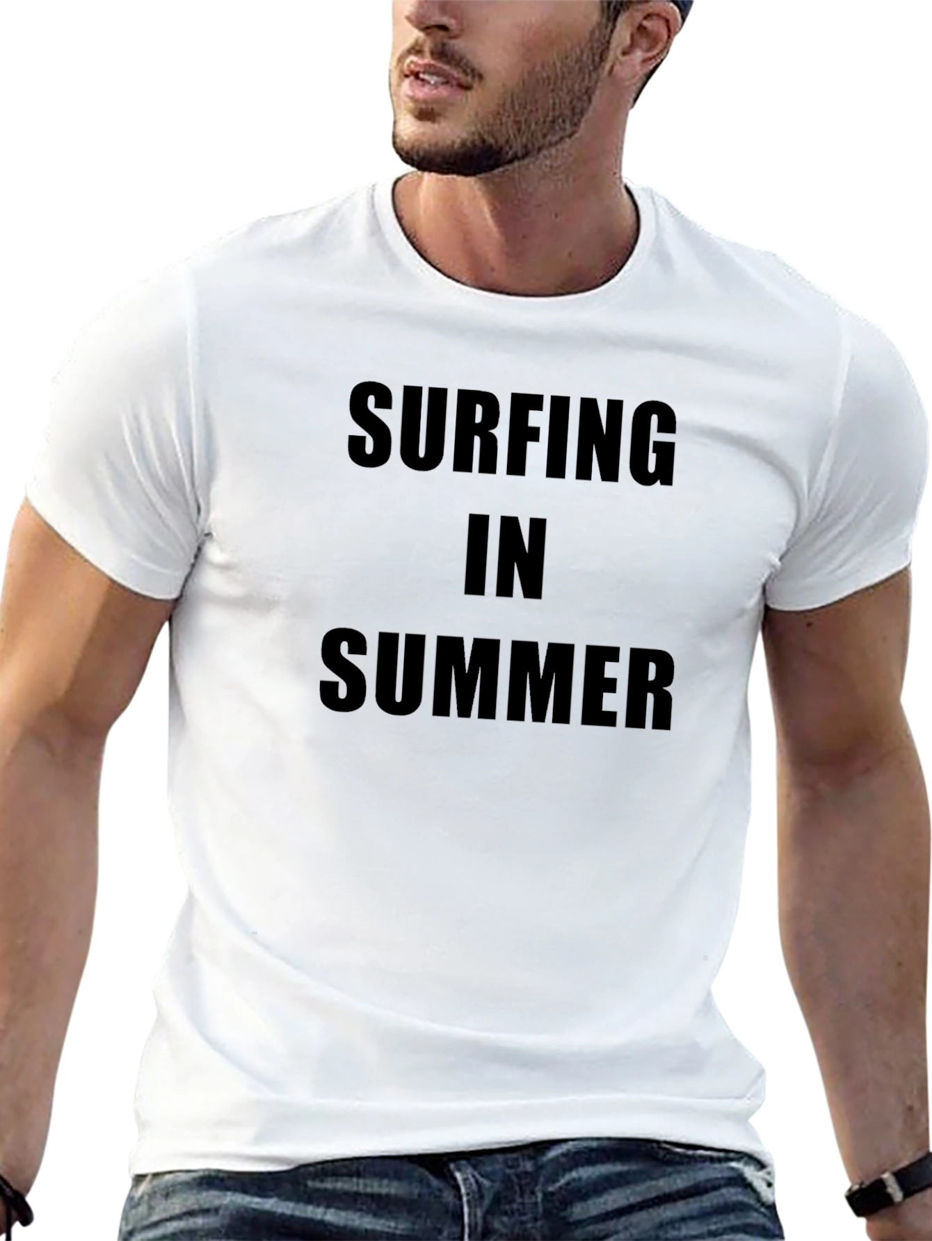 Surfing in Summer Black T-Shirt