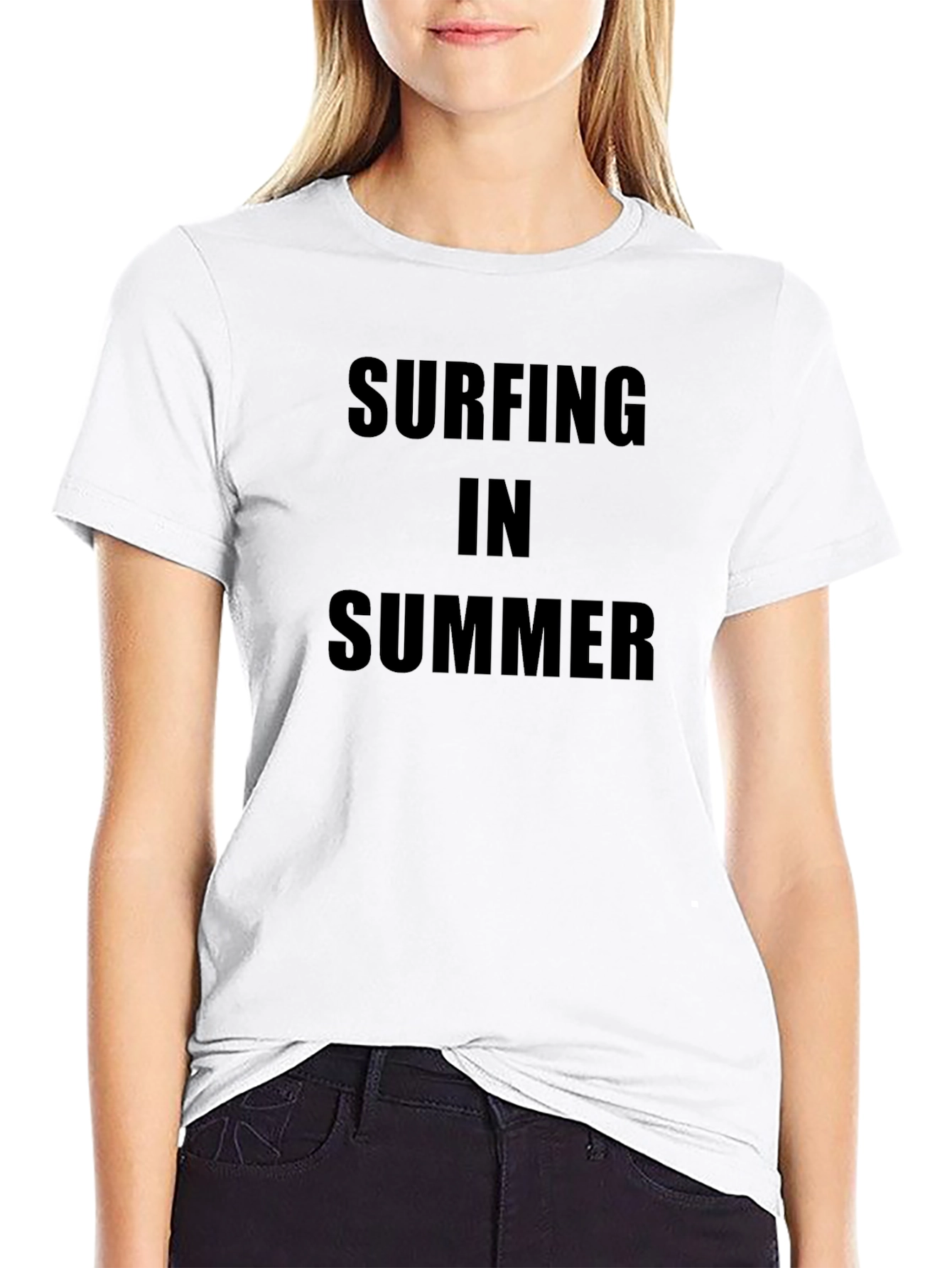 Surfing in Summer Black T-Shirt