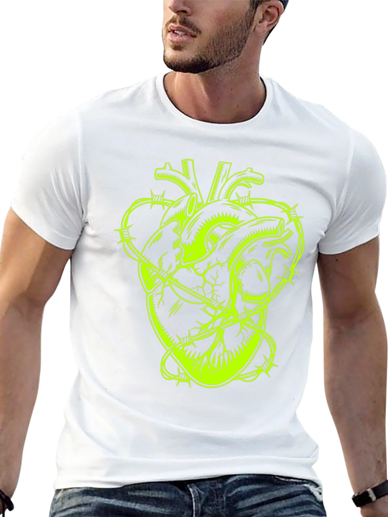 Barbed Wire Heart Graphic Tee - Black