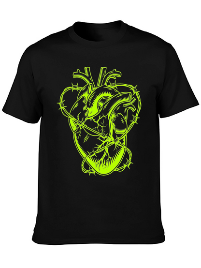 Barbed Wire Heart Graphic Tee - Black