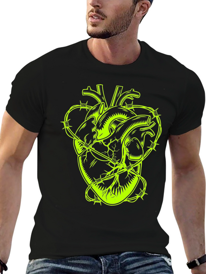 Barbed Wire Heart Graphic Tee - Black
