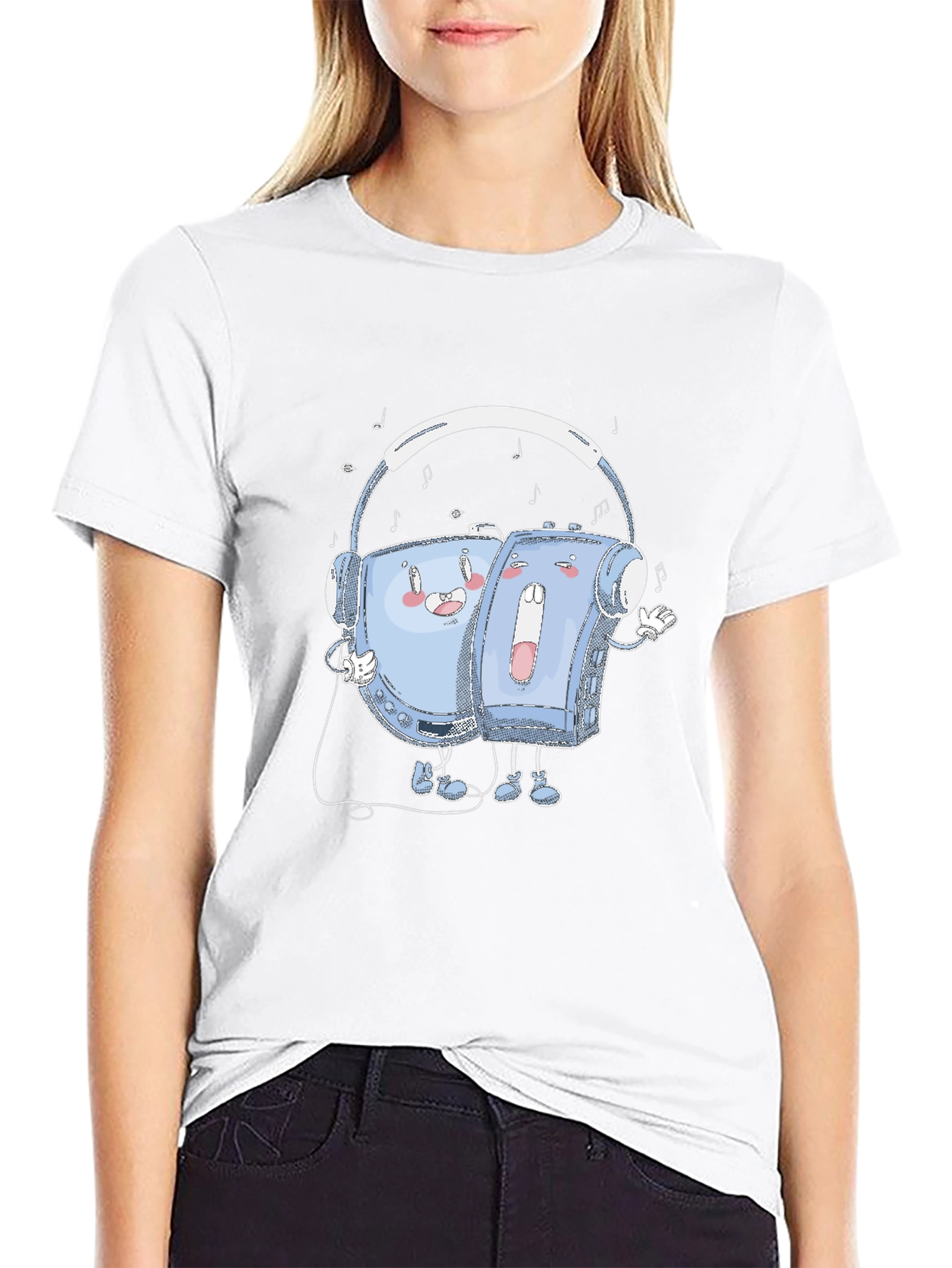 Retro Music T-Shirt: Audio Cassette Player & Headphones