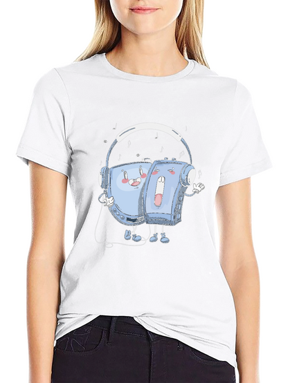 Retro Music T-Shirt: Audio Cassette Player & Headphones