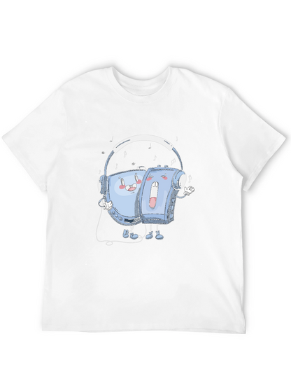Retro Music T-Shirt: Audio Cassette Player & Headphones