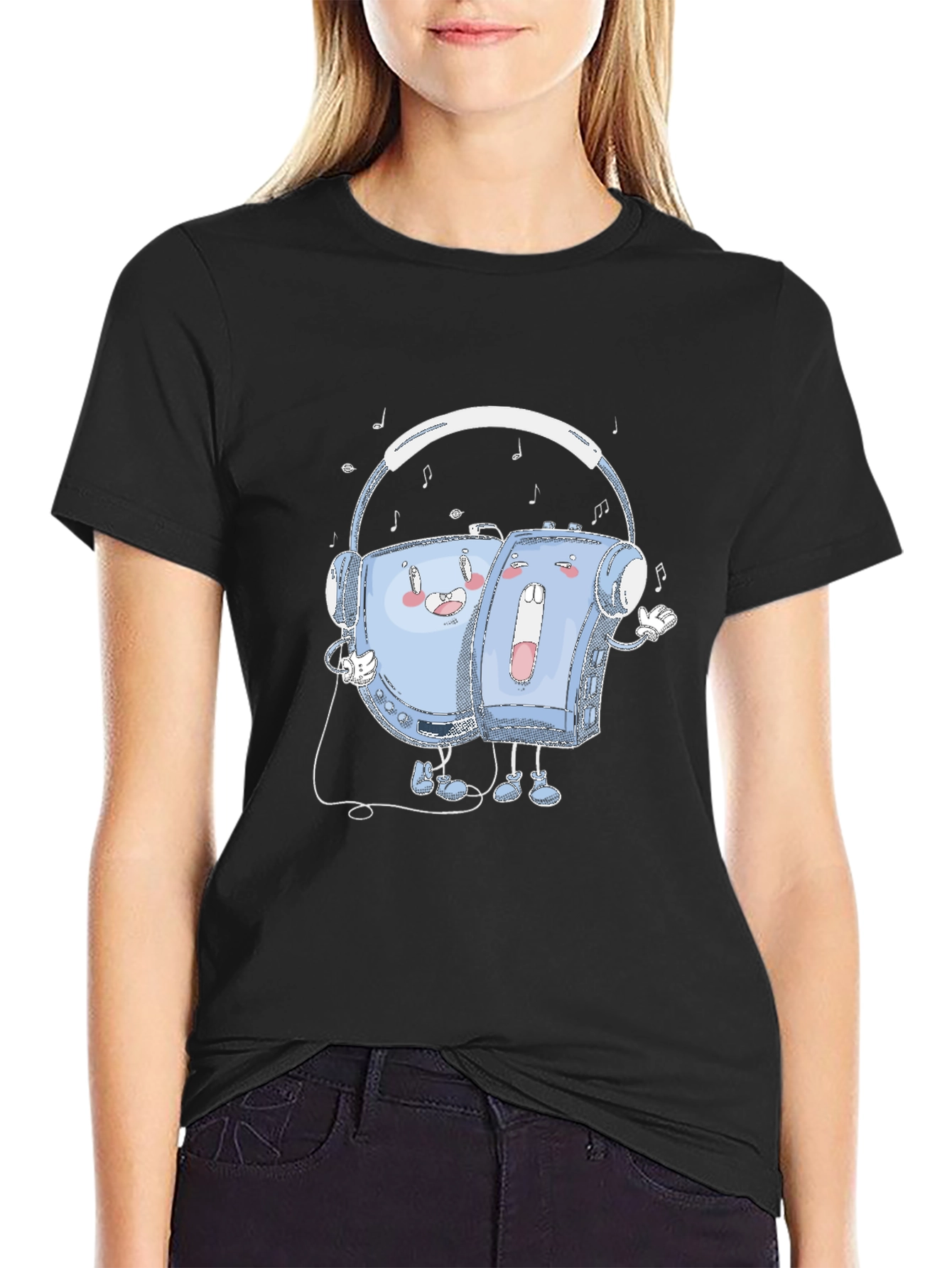 Retro Music T-Shirt: Audio Cassette Player & Headphones