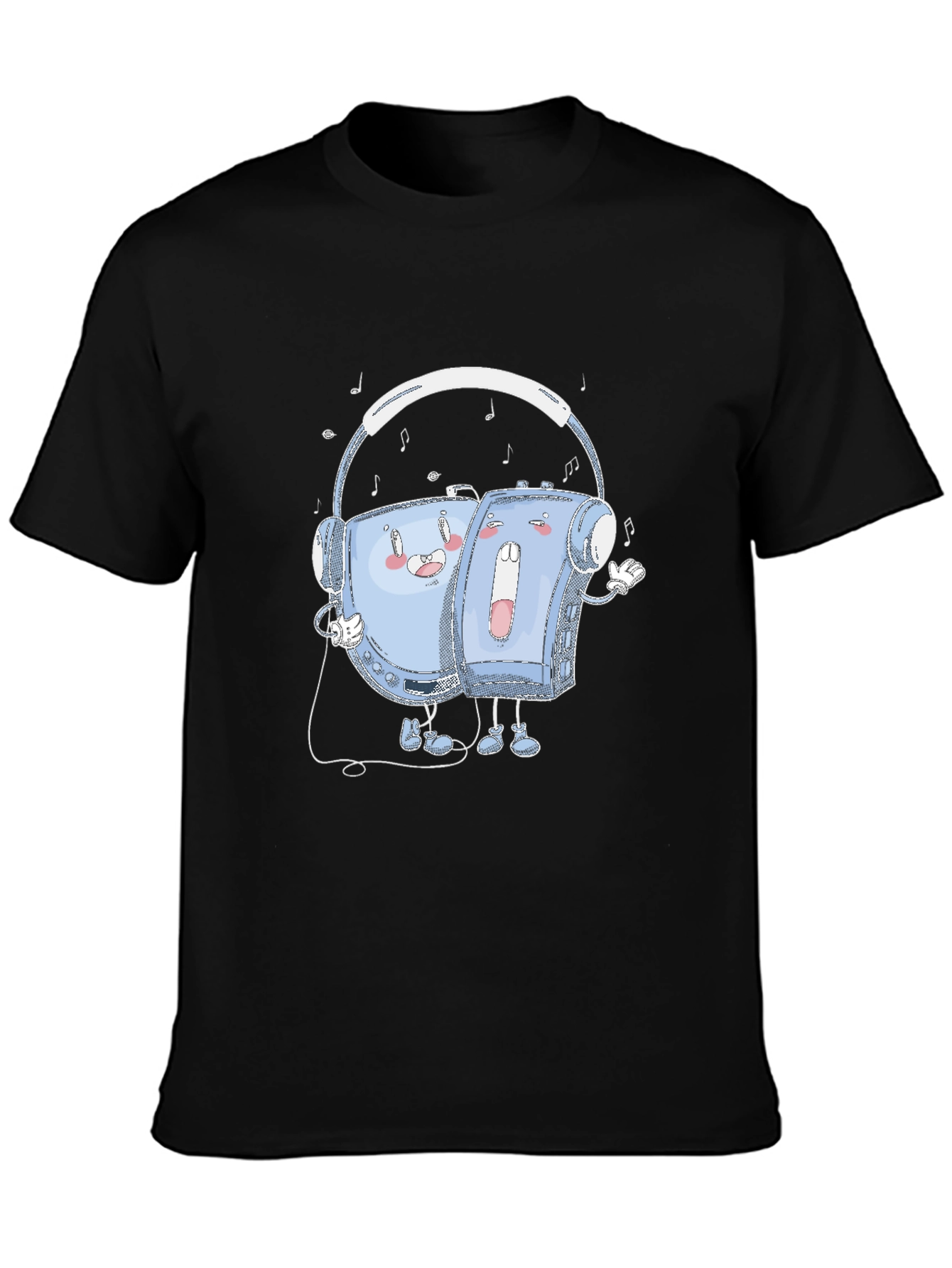 Retro Music T-Shirt: Audio Cassette Player & Headphones
