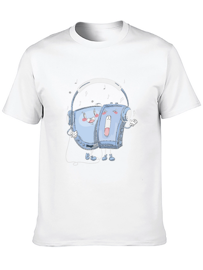 Retro Music T-Shirt: Audio Cassette Player & Headphones