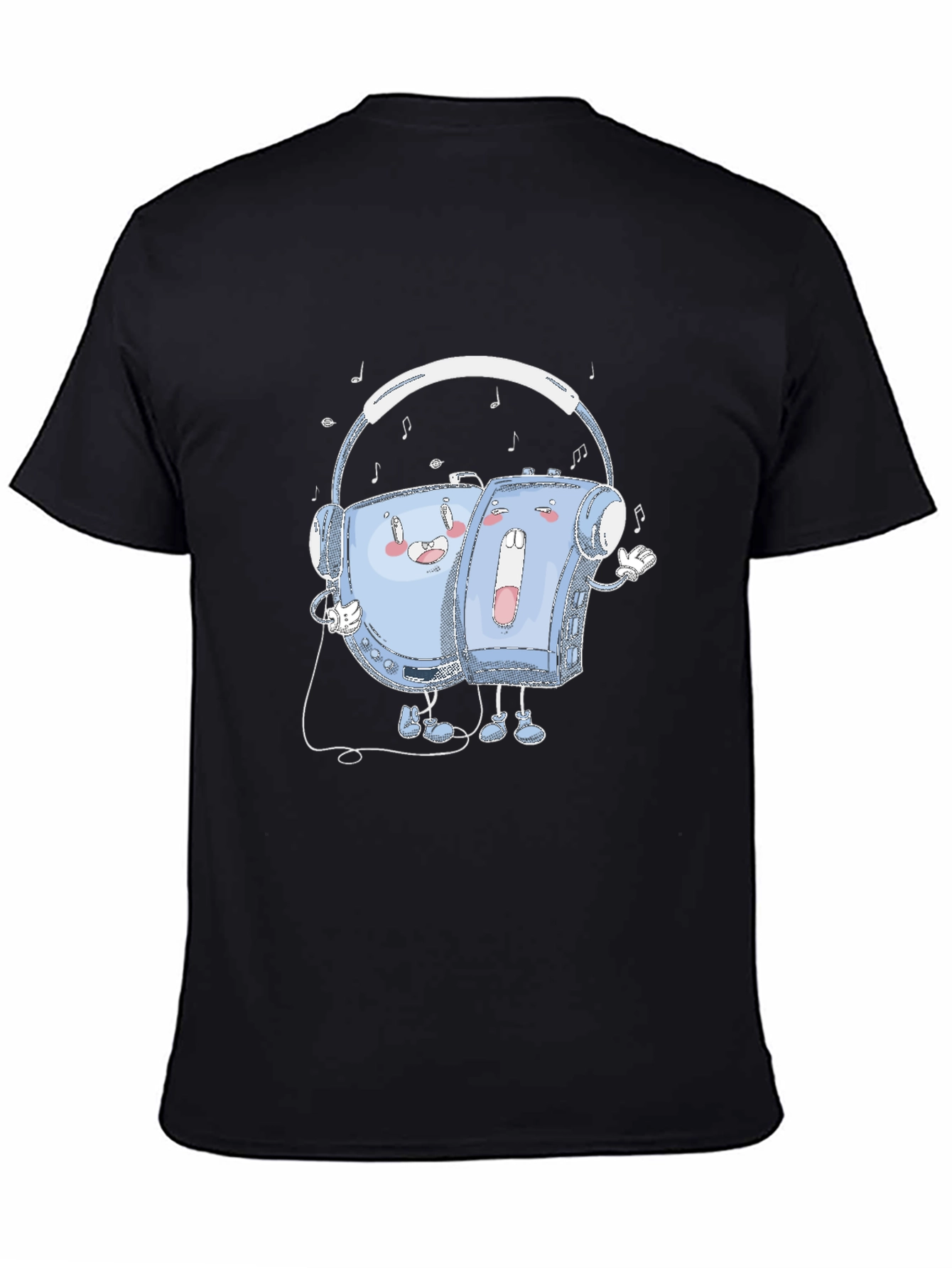 Retro Music T-Shirt: Audio Cassette Player & Headphones