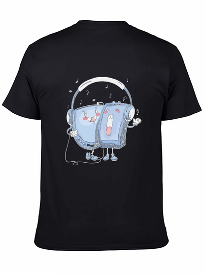 Retro Music T-Shirt: Audio Cassette Player & Headphones