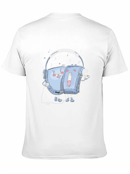 Retro Music T-Shirt: Audio Cassette Player & Headphones