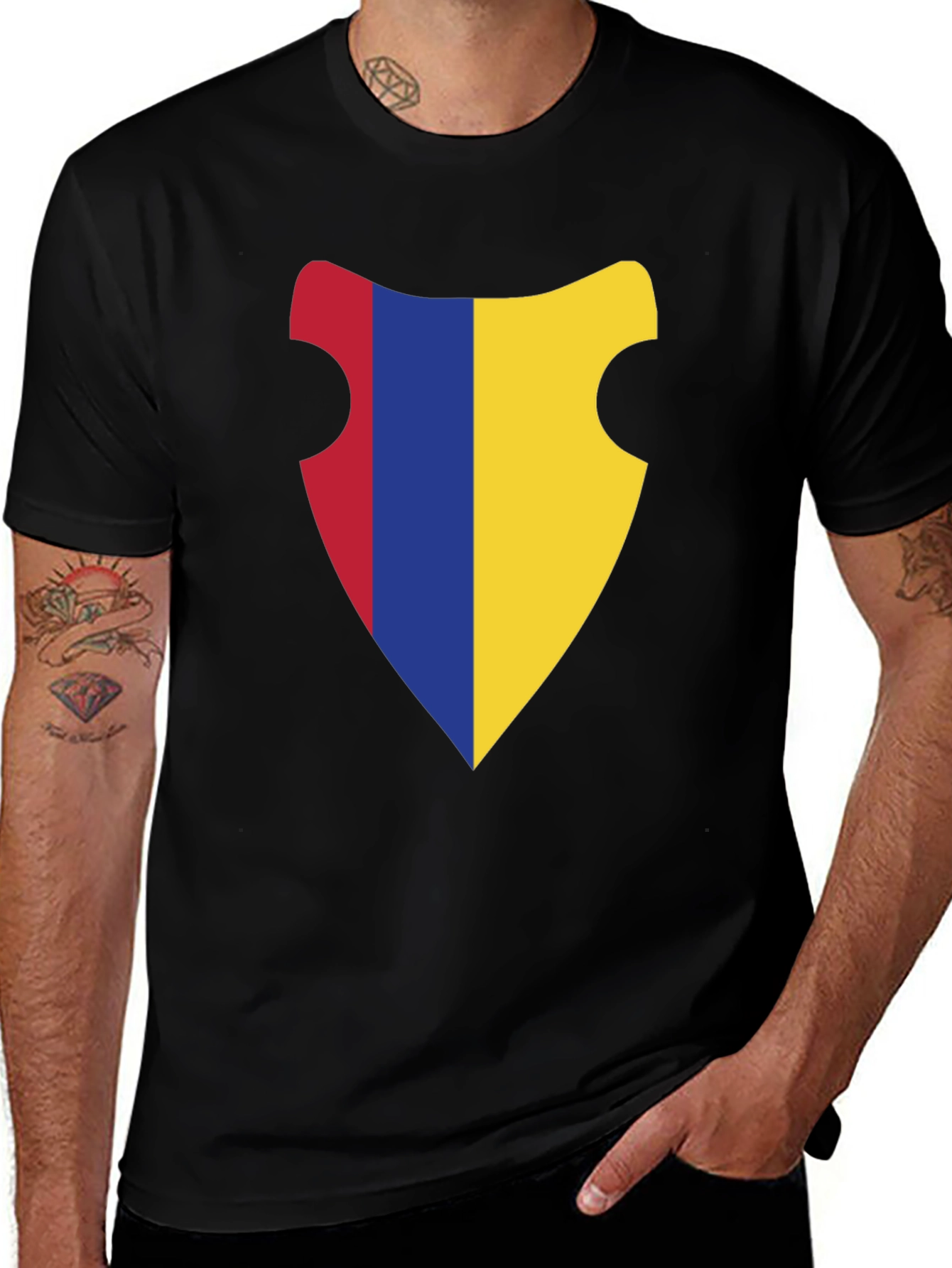 Stylish Shield Graphic Black T-Shirt