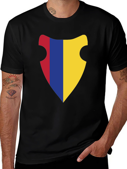 Stylish Shield Graphic Black T-Shirt