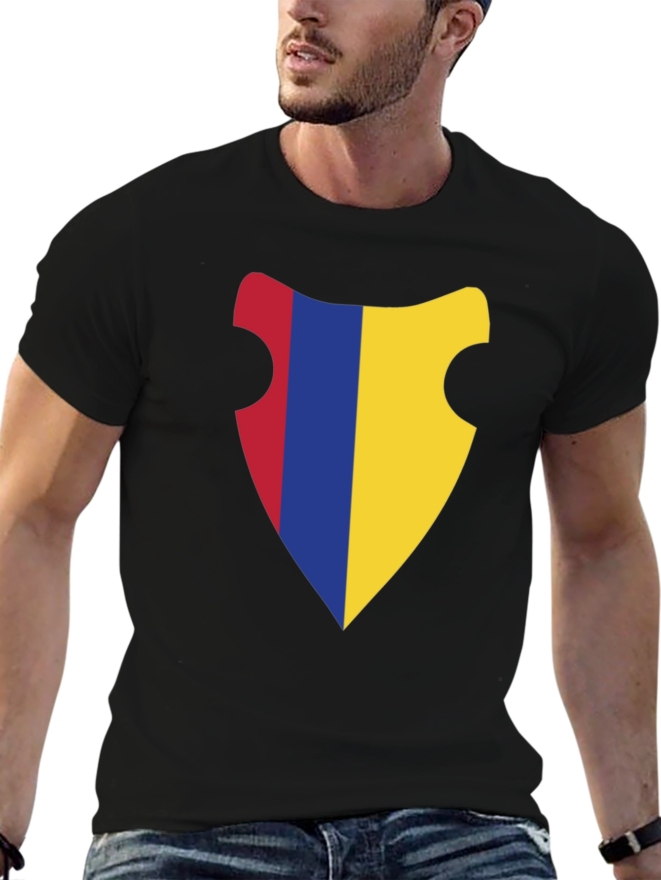 Stylish Shield Graphic Black T-Shirt