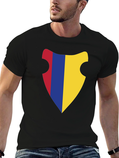 Stylish Shield Graphic Black T-Shirt