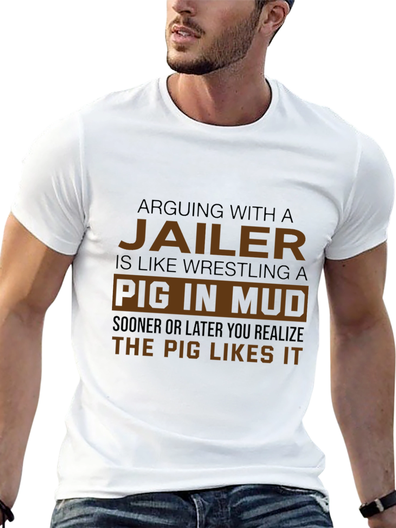 Jailer Pig in Mud Graphic T-Shirt