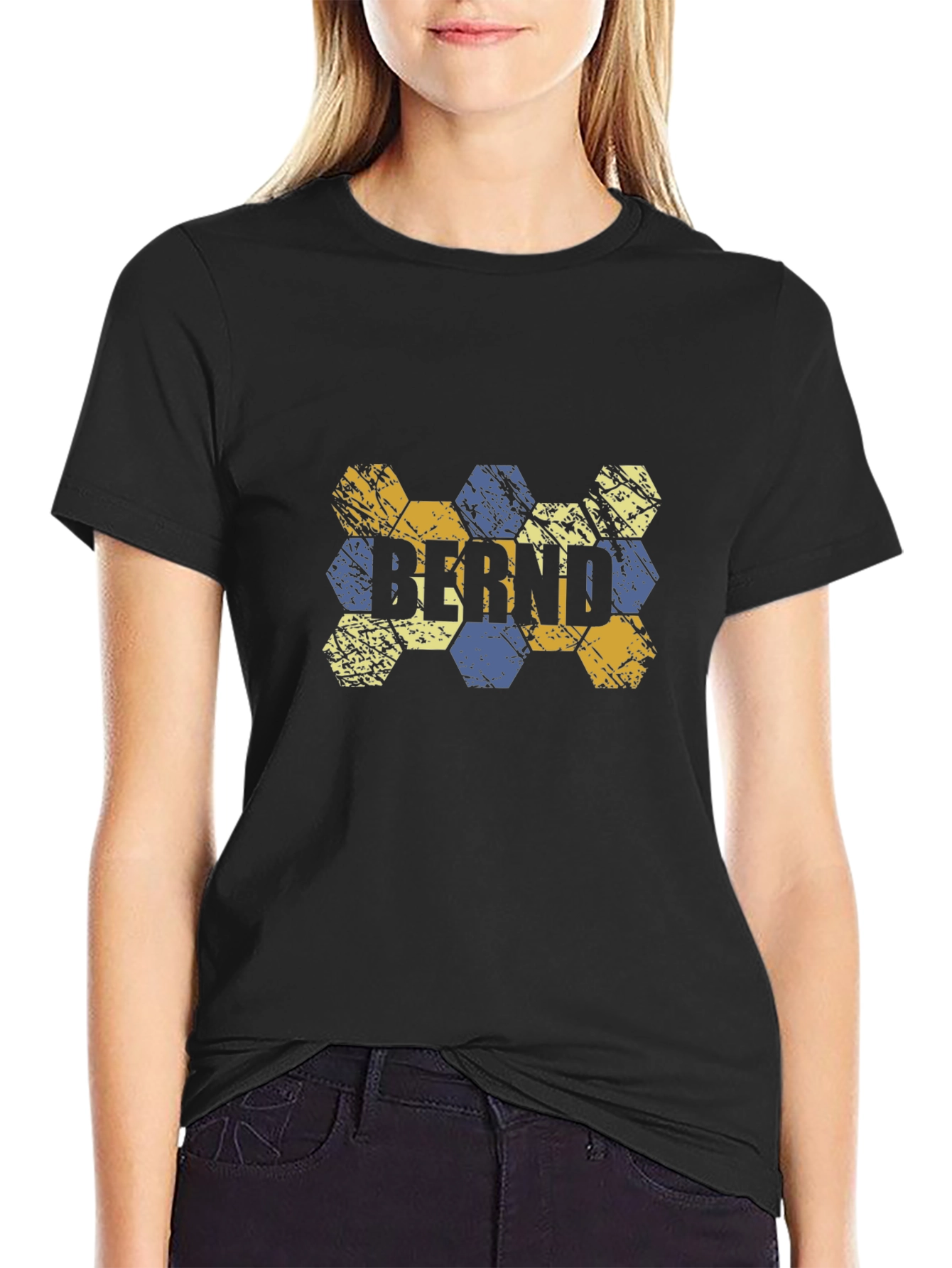 Bernd Hexagon Pattern T-Shirt - Black