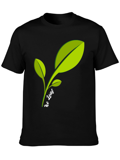 Eco-Friendly Leaf Graphic Black T-Shirt