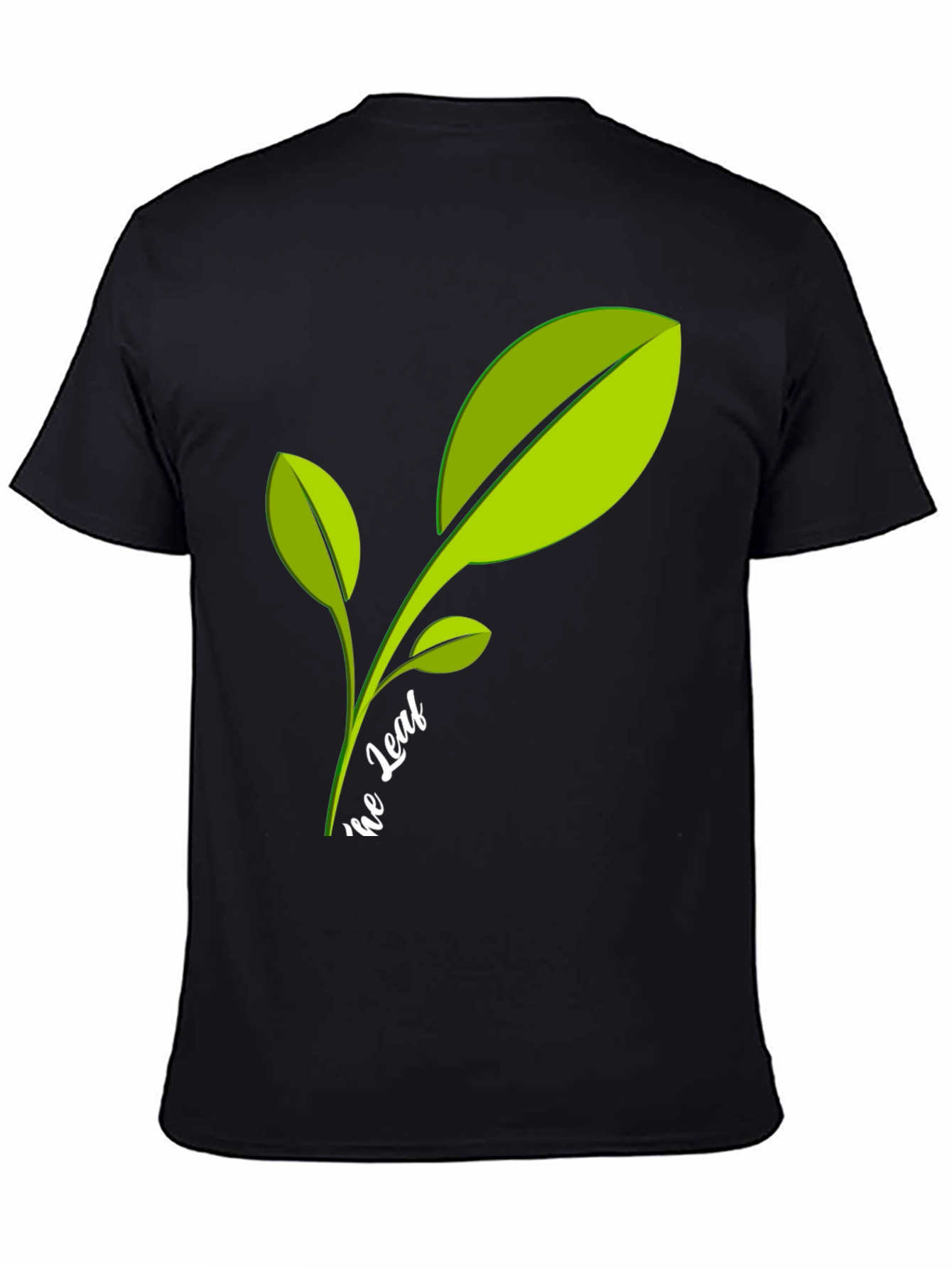 Eco-Friendly Leaf Graphic Black T-Shirt