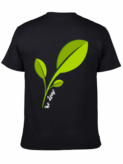 Eco-Friendly Leaf Graphic Black T-Shirt