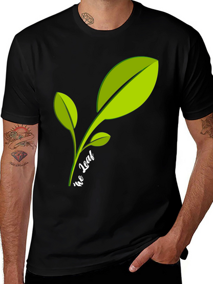 Eco-Friendly Leaf Graphic Black T-Shirt