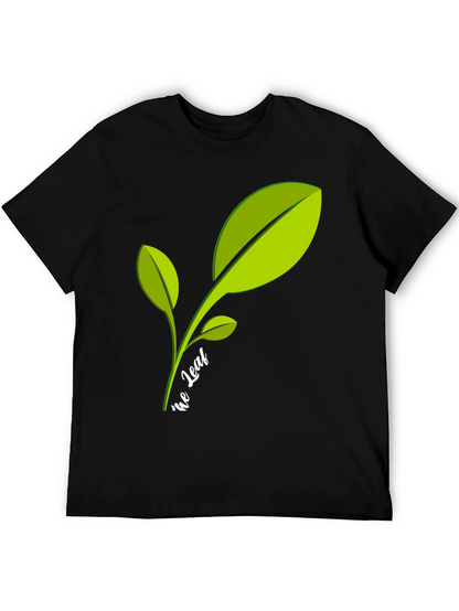Eco-Friendly Leaf Graphic Black T-Shirt