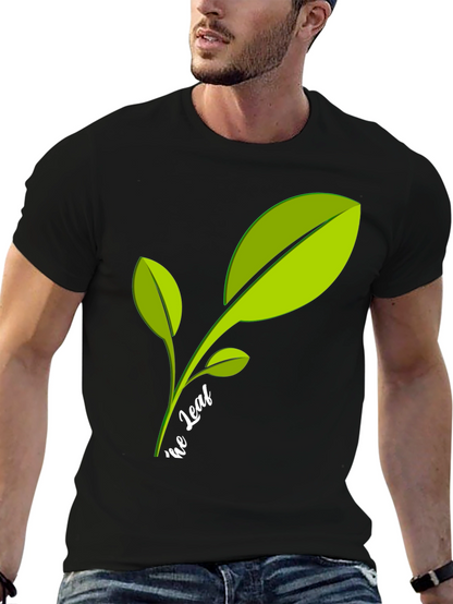 Eco-Friendly Leaf Graphic Black T-Shirt