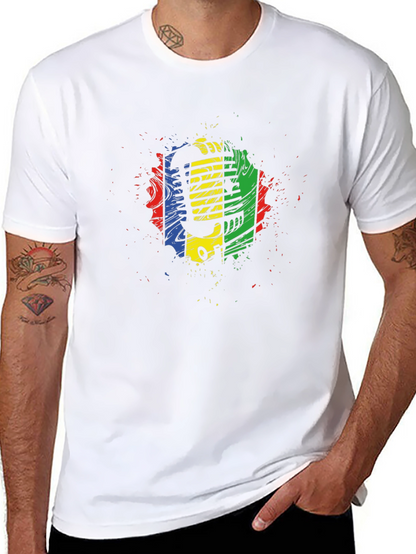 Retro Microphone Graphic Tee - Black Cotton Blend