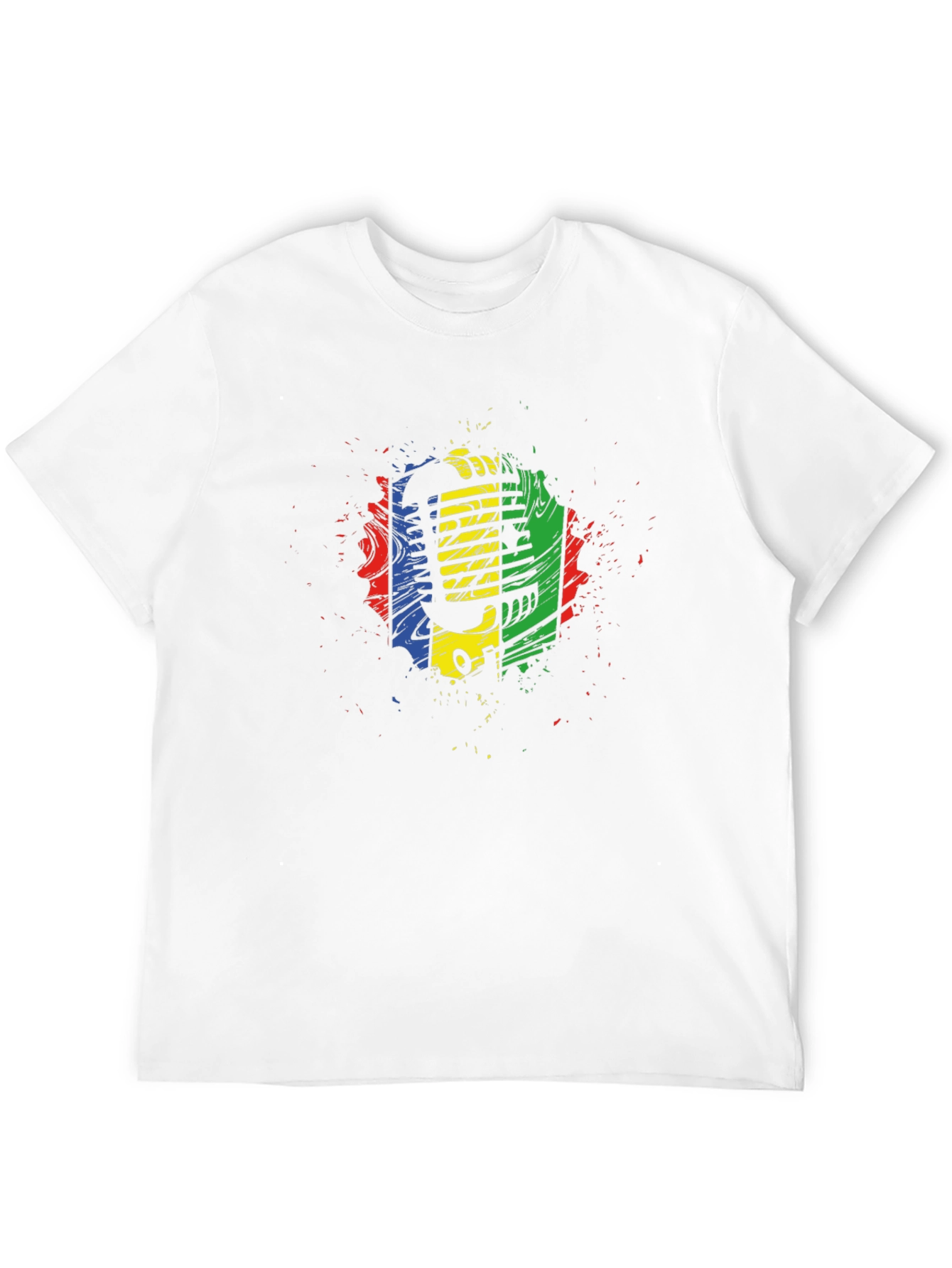 Retro Microphone Graphic Tee - Black Cotton Blend