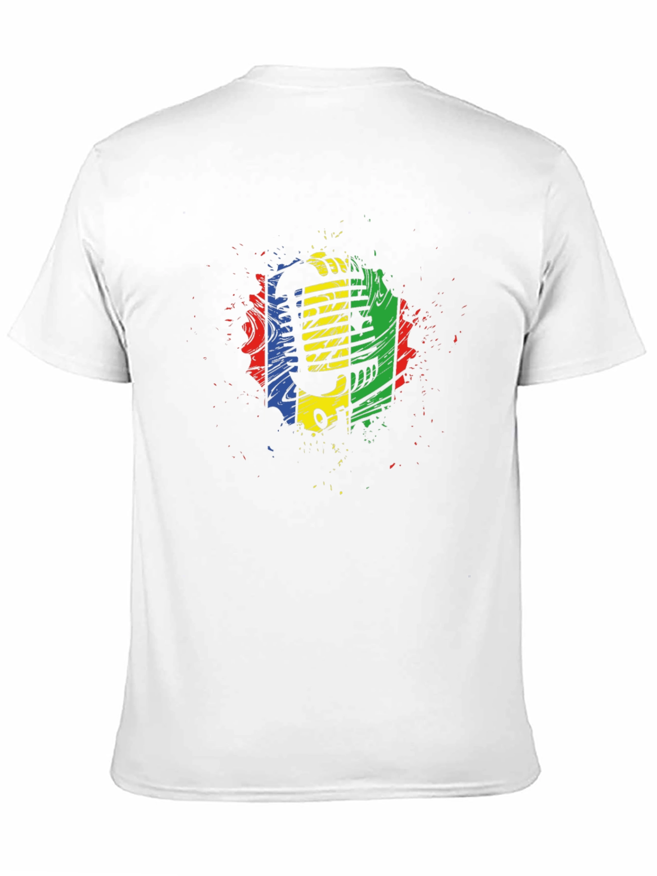 Retro Microphone Graphic Tee - Black Cotton Blend
