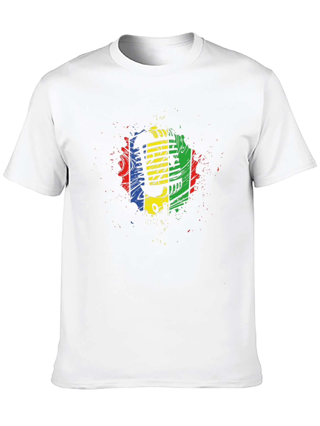 Retro Microphone Graphic Tee - Black Cotton Blend