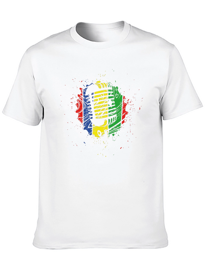 Retro Microphone Graphic Tee - Black Cotton Blend
