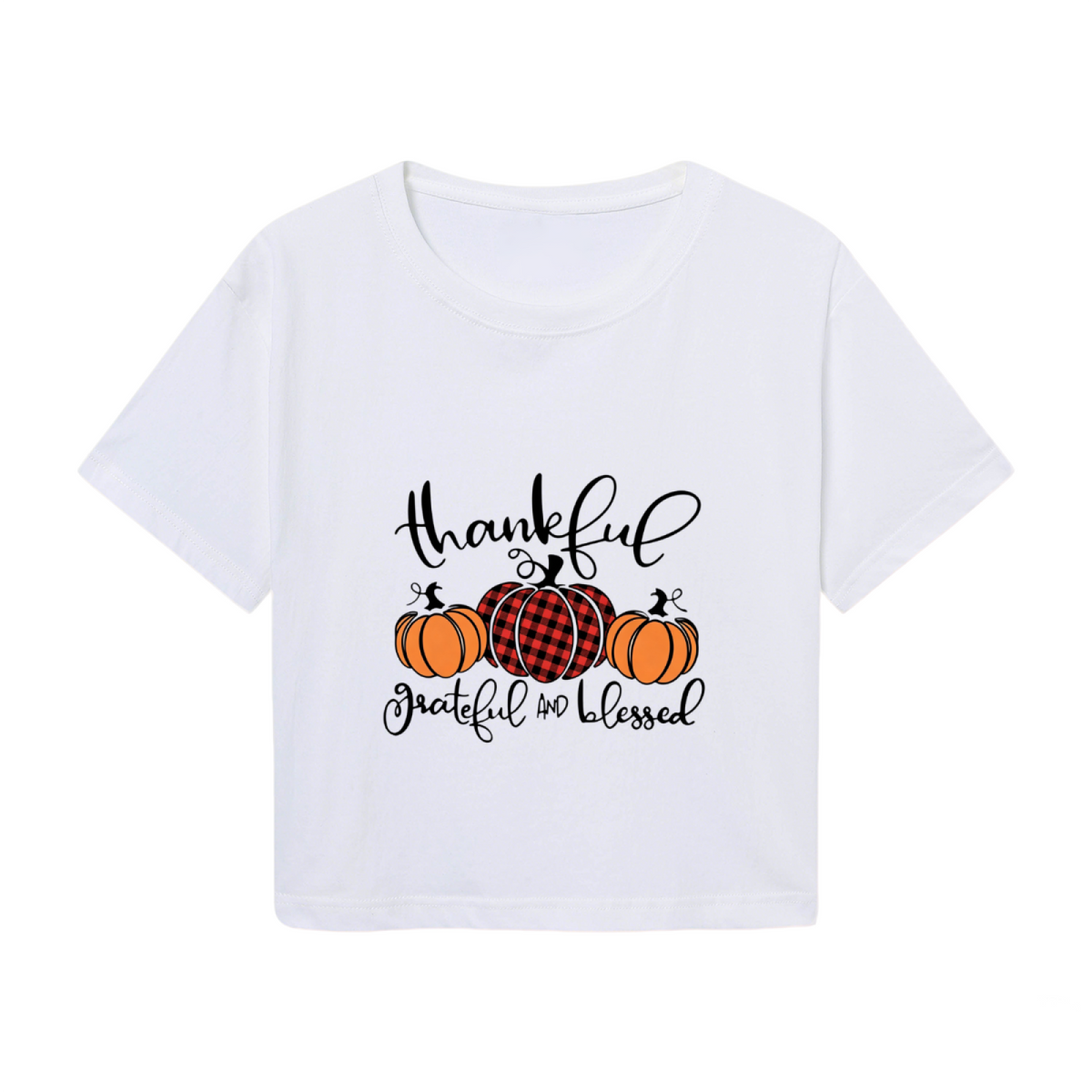 Thankful Grateful Blessed Pumpkin Fall Crop Top