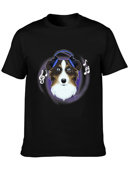 Dog with Headphones Graphic Tee - Music Lover Shirt