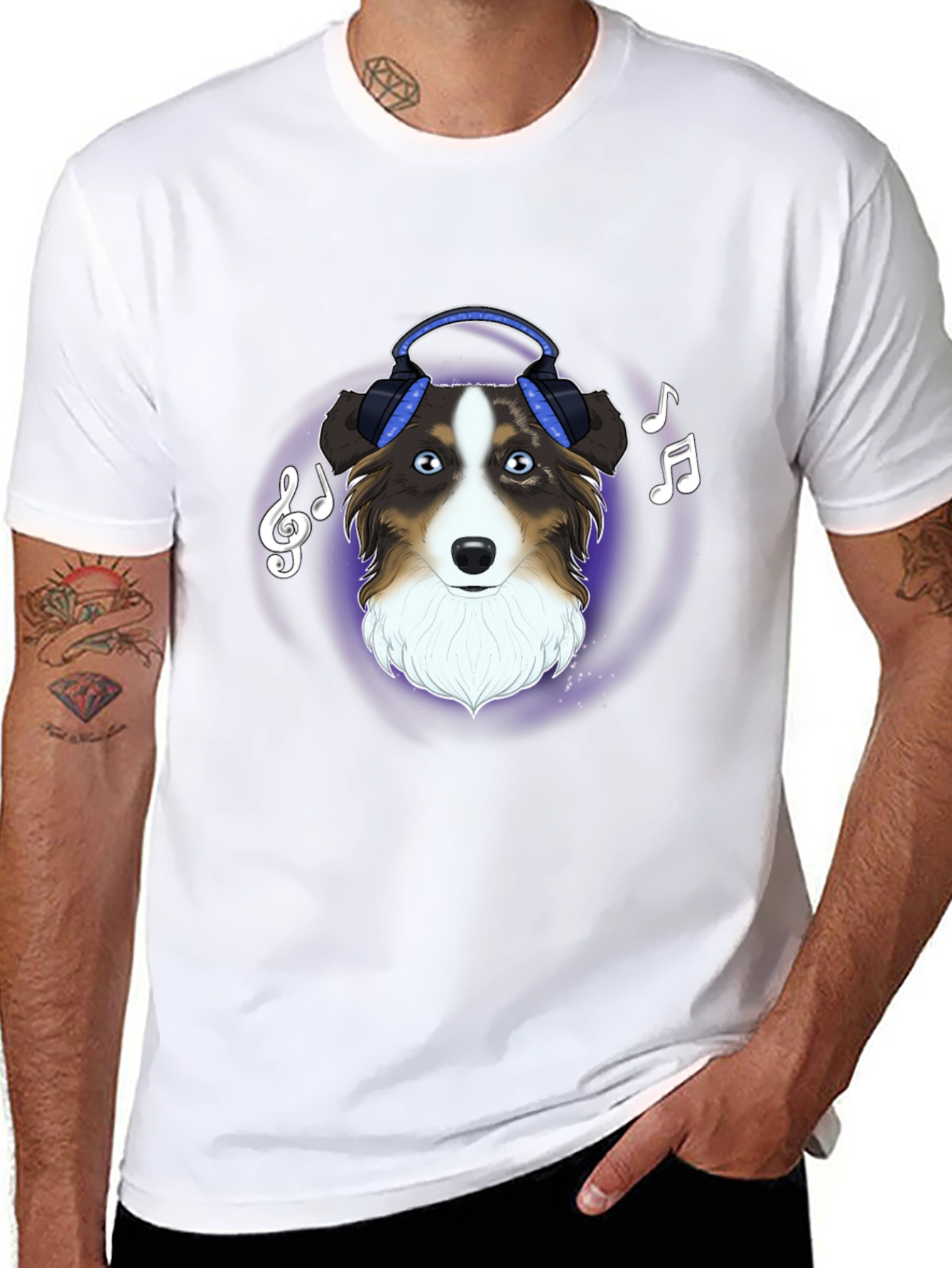 Dog with Headphones Graphic Tee - Music Lover Shirt