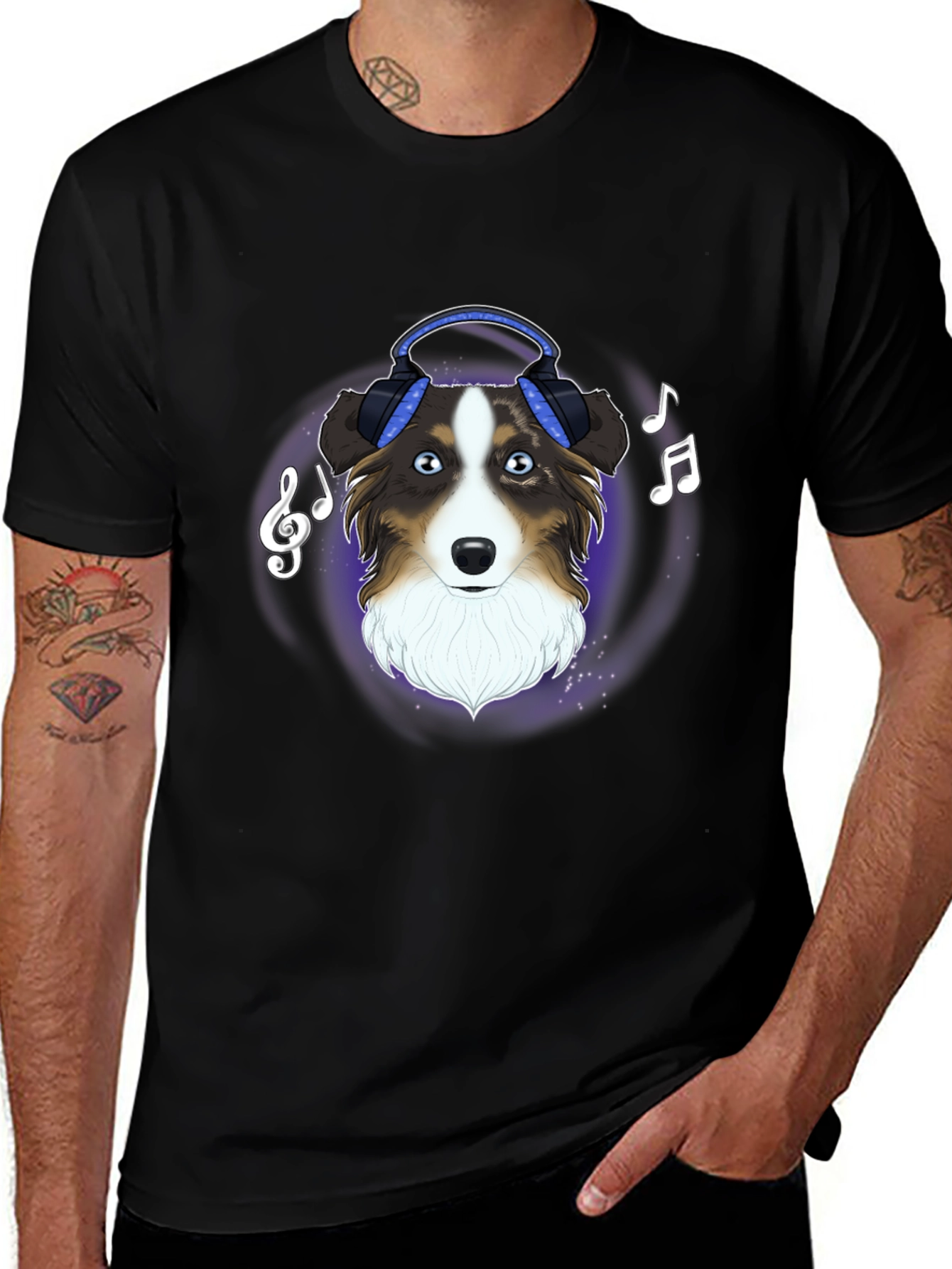 Dog with Headphones Graphic Tee - Music Lover Shirt