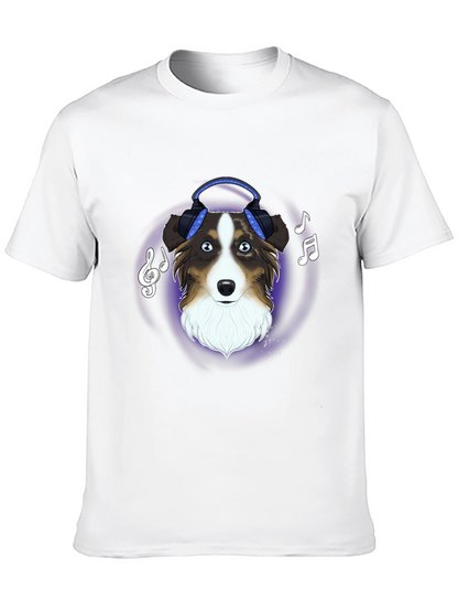 Dog with Headphones Graphic Tee - Music Lover Shirt