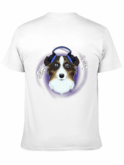 Dog with Headphones Graphic Tee - Music Lover Shirt
