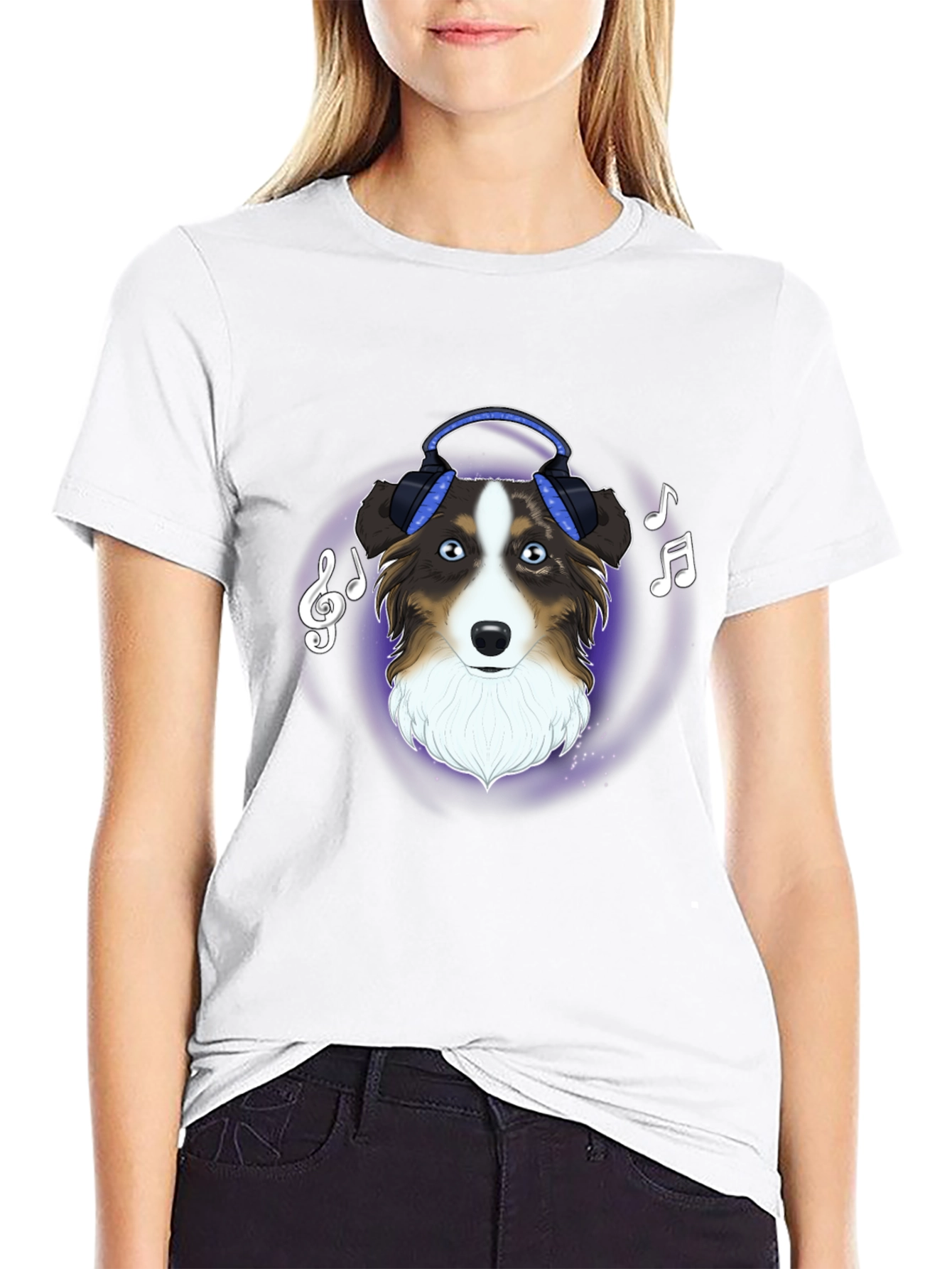 Dog with Headphones Graphic Tee - Music Lover Shirt