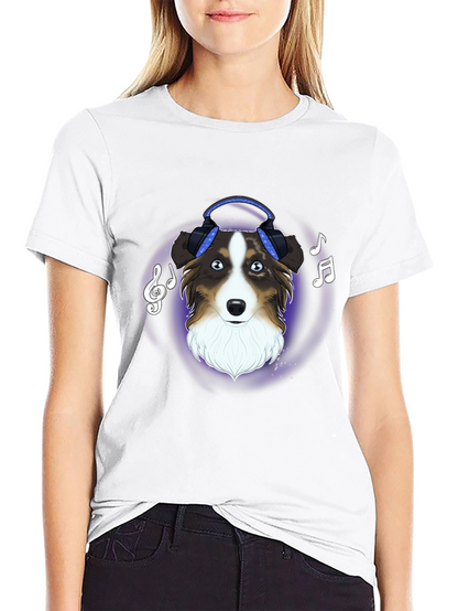 Dog with Headphones Graphic Tee - Music Lover Shirt
