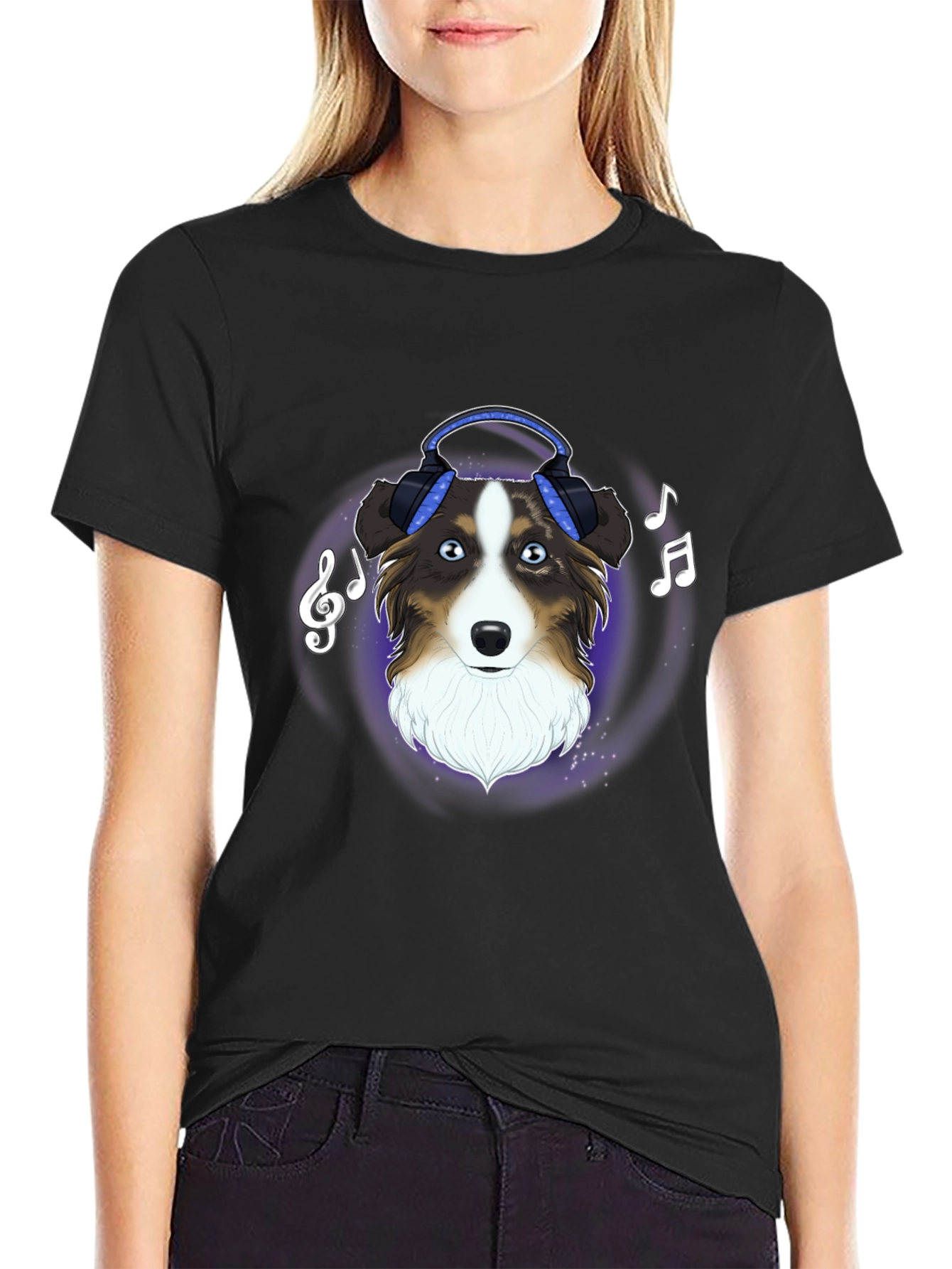 Dog with Headphones Graphic Tee - Music Lover Shirt