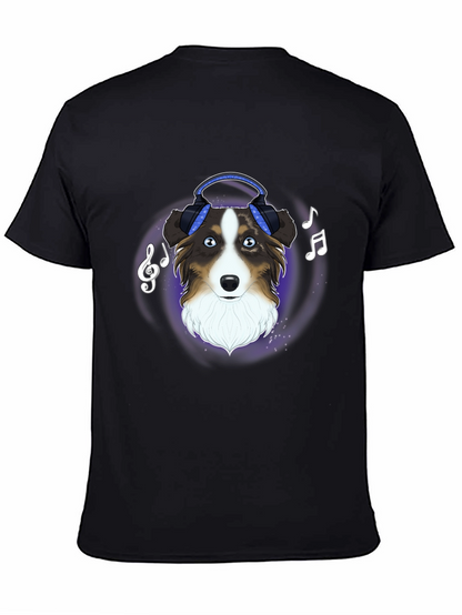 Dog with Headphones Graphic Tee - Music Lover Shirt