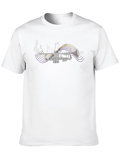 Trumpet & Music Notes Graphic T-Shirt