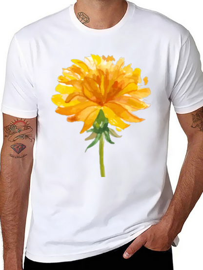 Floral Print T-Shirt - Yellow Flower Design