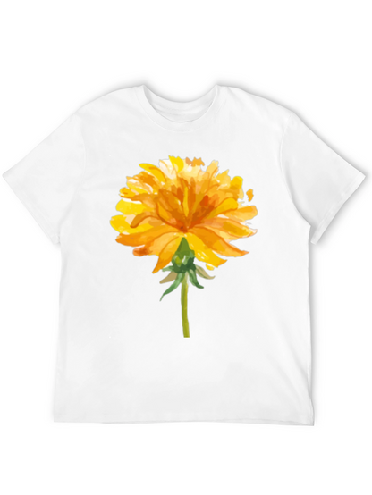 Floral Print T-Shirt - Yellow Flower Design