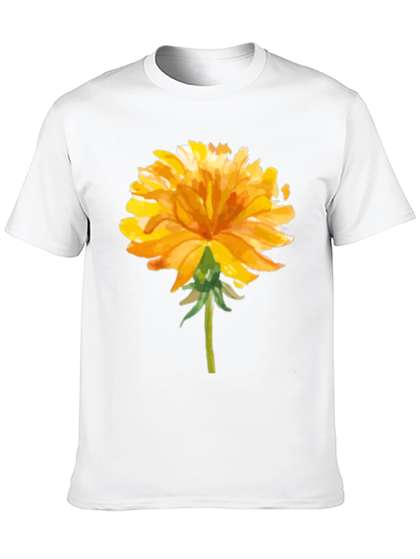 Floral Print T-Shirt - Yellow Flower Design