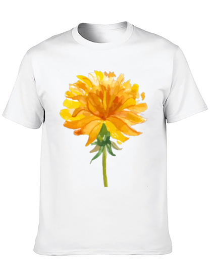 Floral Print T-Shirt - Yellow Flower Design