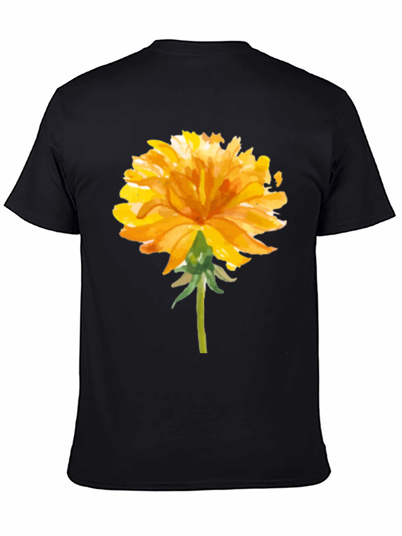 Floral Print T-Shirt - Yellow Flower Design