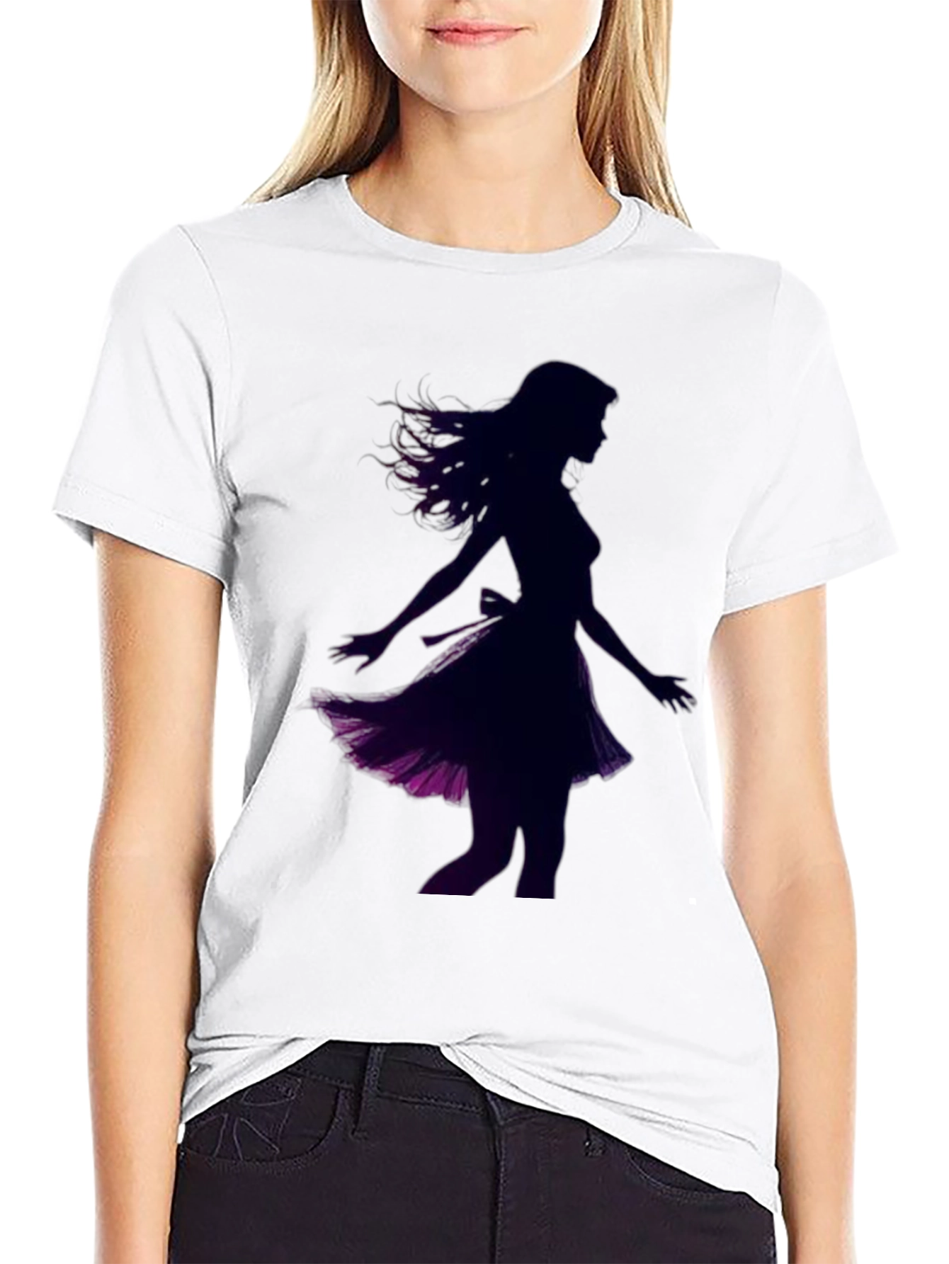 Woman Silhouette Graphic Black T-Shirt